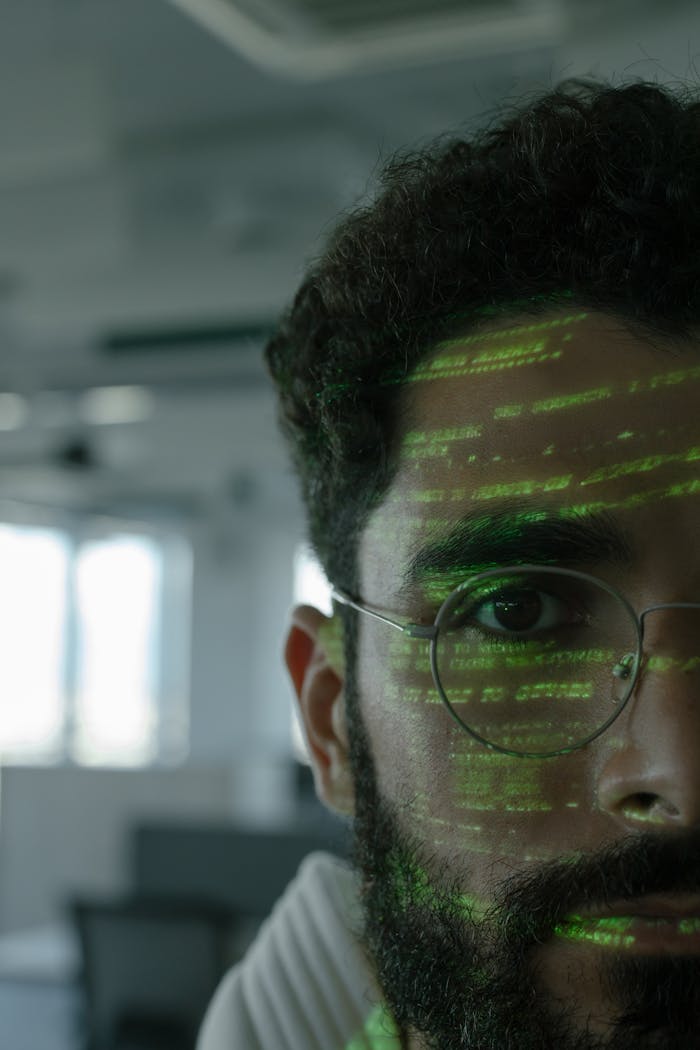 Close-Up Shot of a Man with Eyeglasses